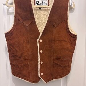 Vintage Leather Cozy Lined Vest